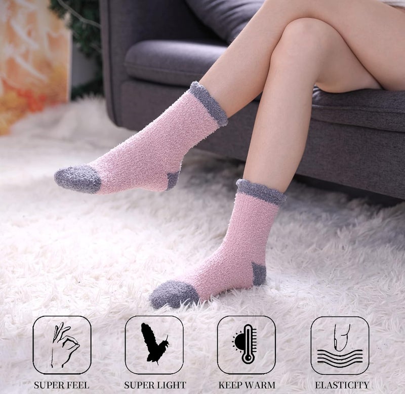 SDBING Fuzzy Socks for Women Soft Fluffy Home Sleeping Socks Cozy Warm Slipper Socks 6 or 5 Pairs - Image 4
